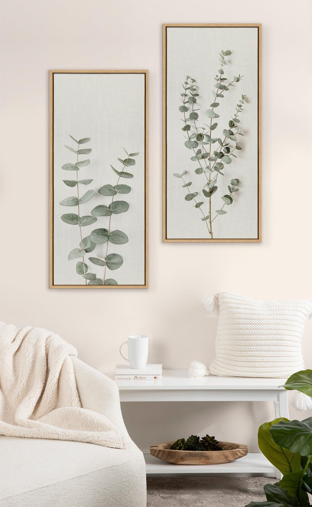 Sylvie Eucalyptus Botanical I Framed Canvas by The Creative Bunch Studio