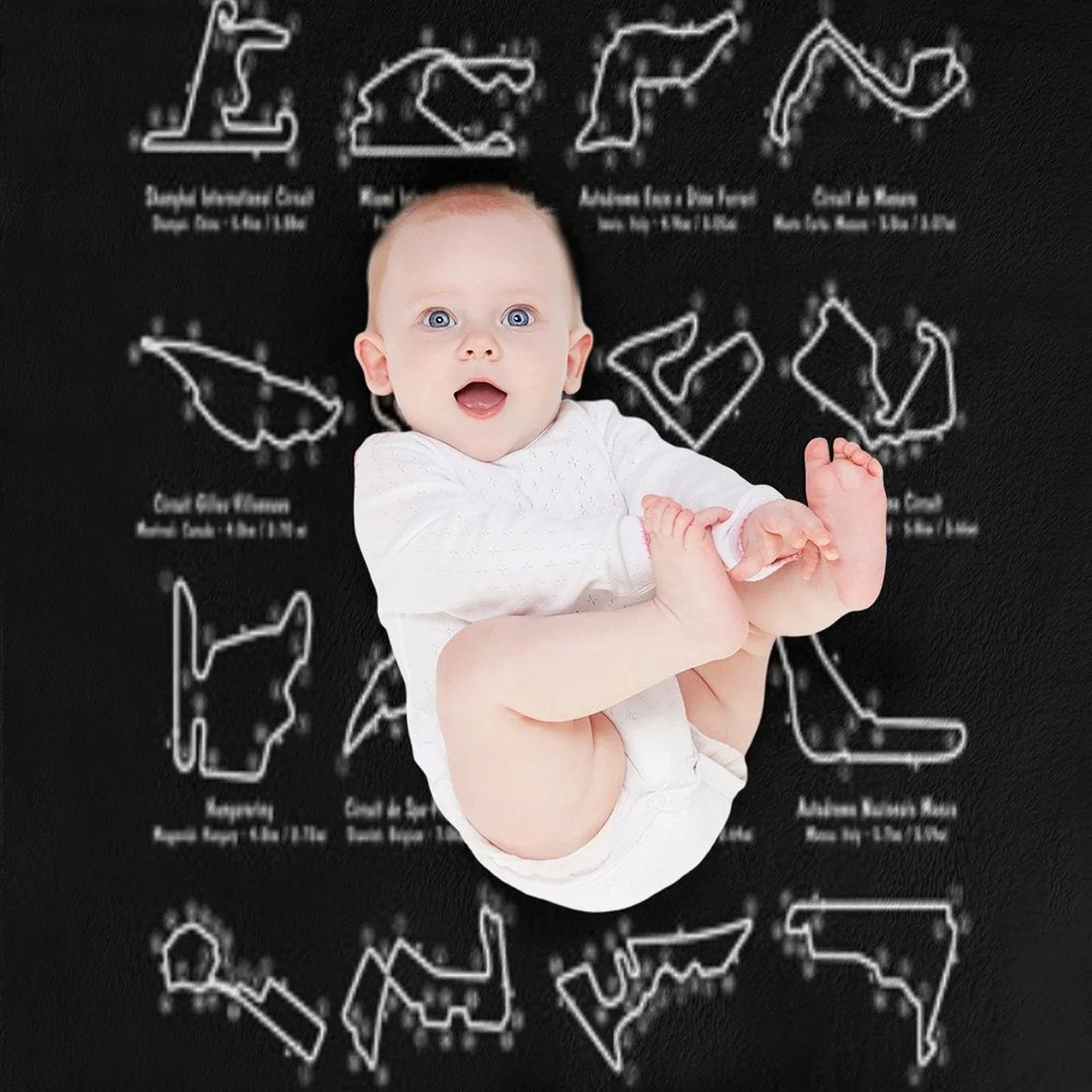 F-1 Race Tracks  Vertical (White Stencil - No Background) Throw Blanket
