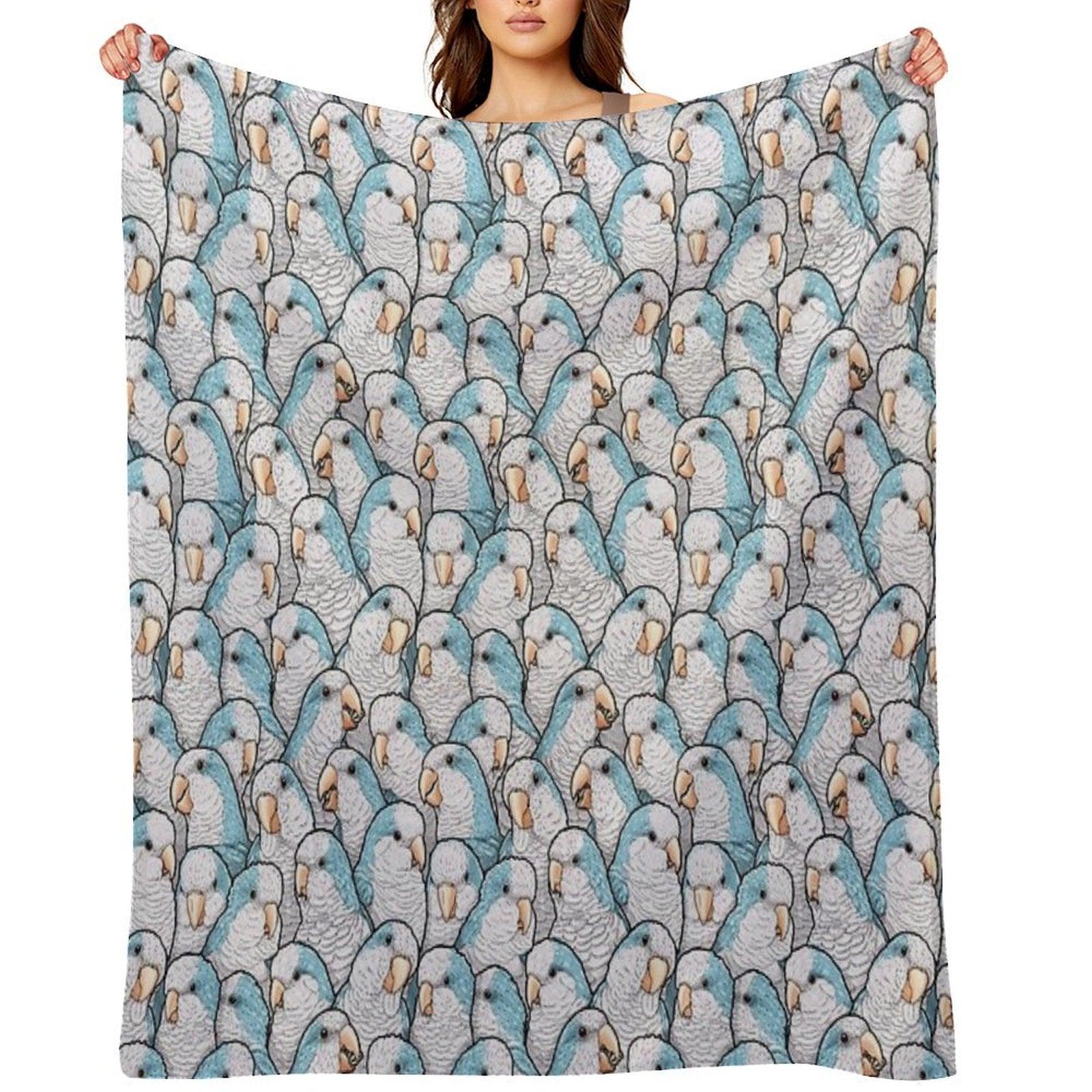 Blue Quaker Monk Parakeets Throw Blanket