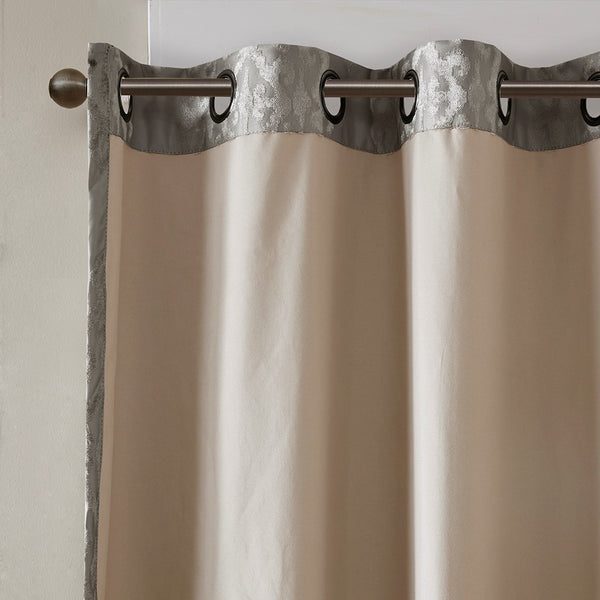 Mirage Knitted Jacquard Damask Total Blackout Grommet Top Curtain Panel by SunSmart - Gifts for You 'n Me
