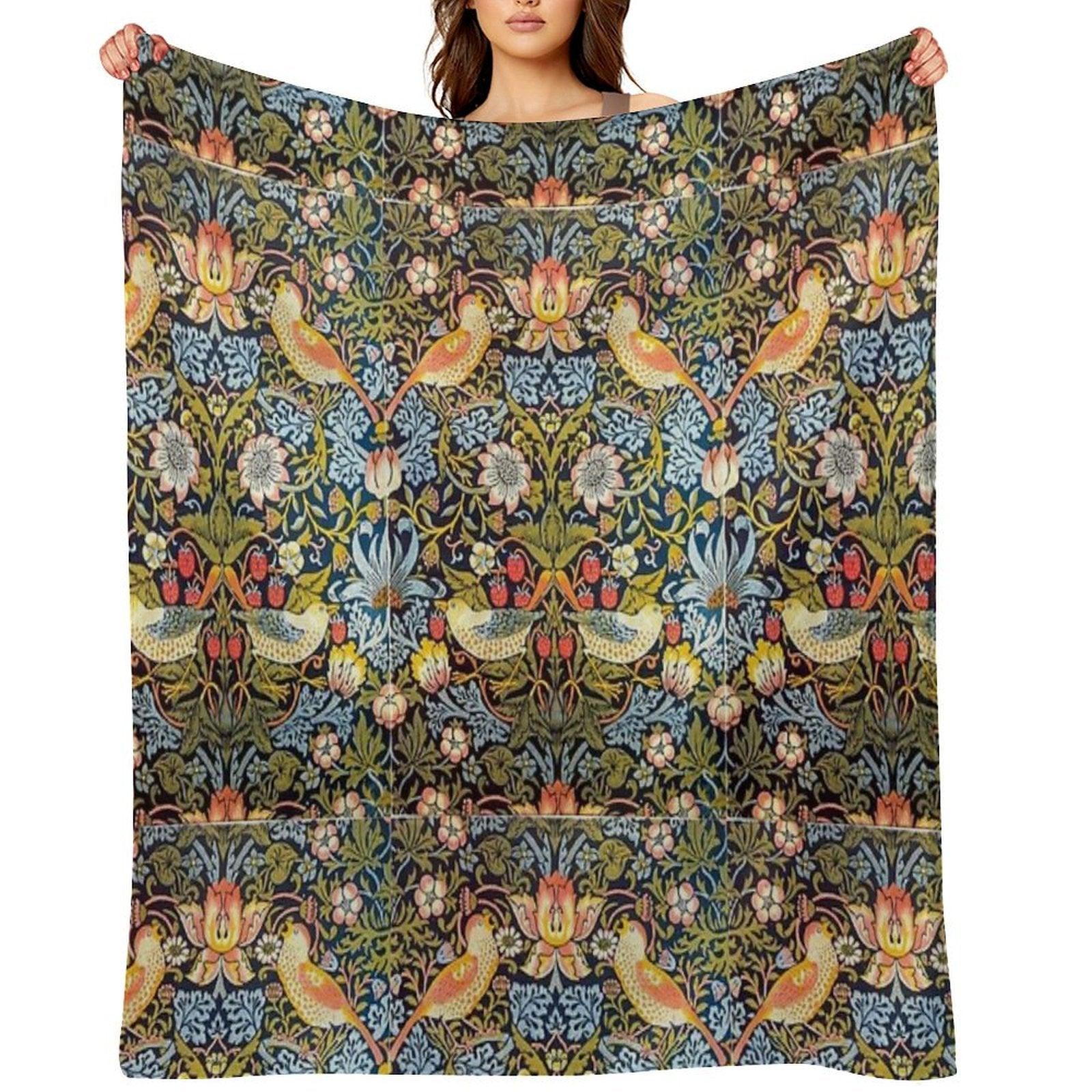 William Morris Strawberry Thief Design 1883 Throw Blanket