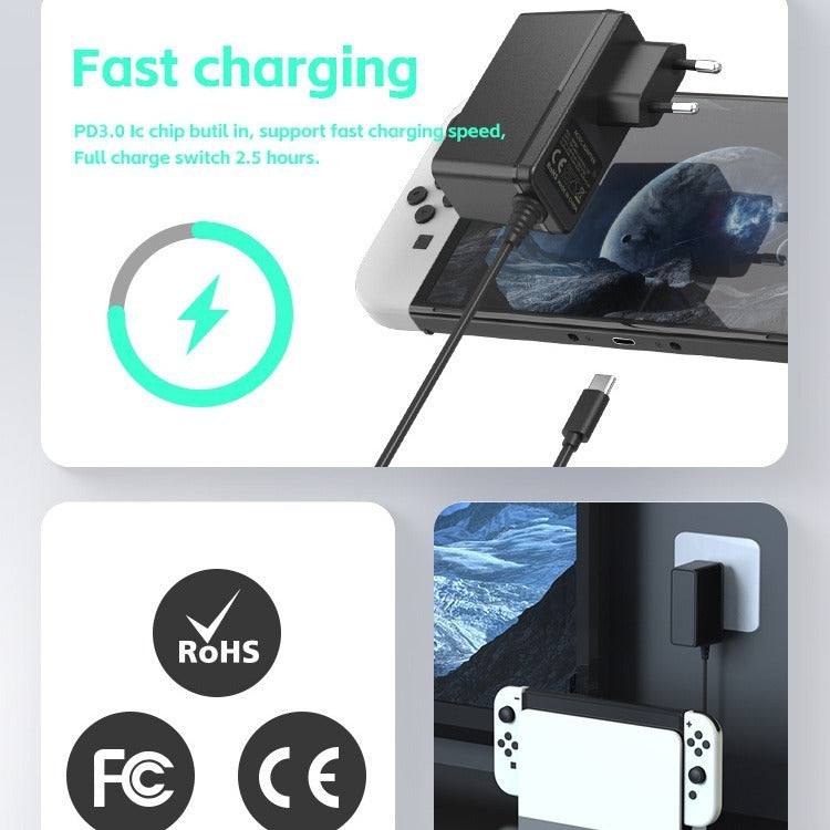 Suitable for Switch Charger NS Intelligent Fast Charging Switch Lite Game Console Fast Charging Plug