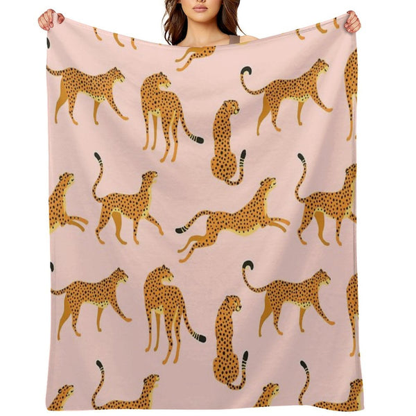 Pink Cheetah Pattern Wrinkle-free Throw Blanket