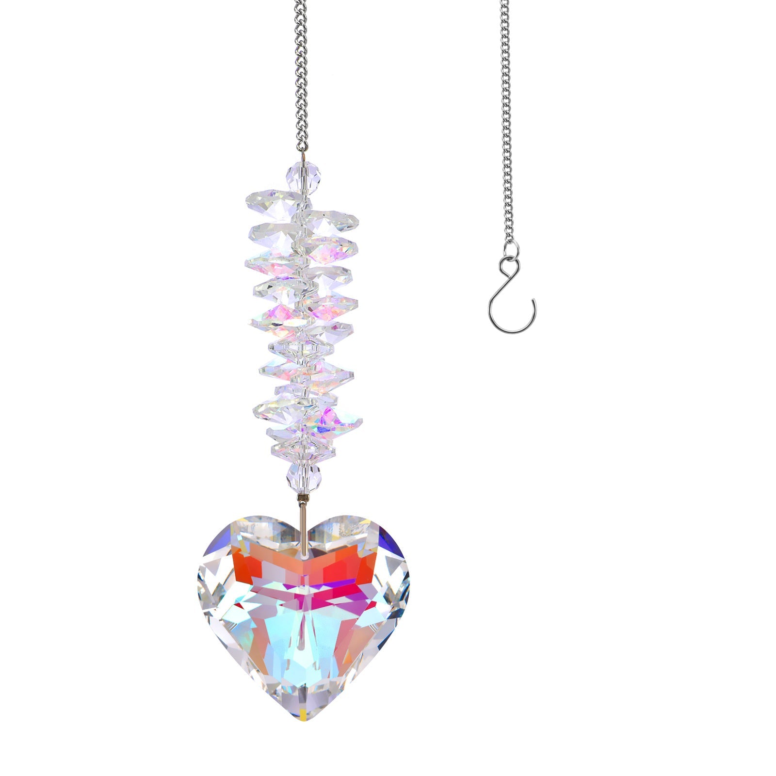 Crystal sun catcher pendant wholesale peach heart love prism living room garden decoration hanging sunshine