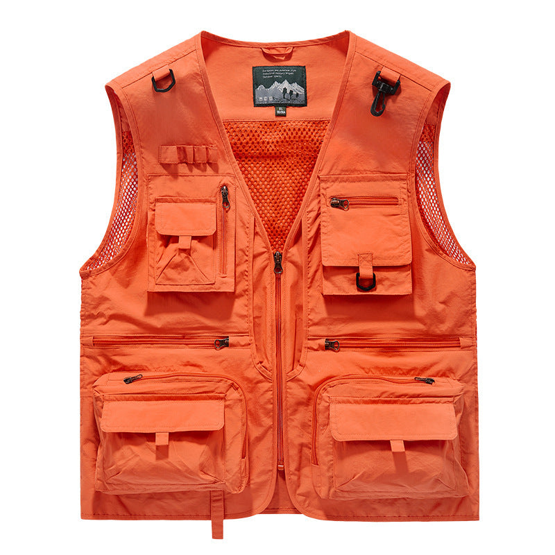 Men’s Summer Tactical Vest: 14-Pocket, Mesh, Ideal for Hiking, Fishing, Photography & Work