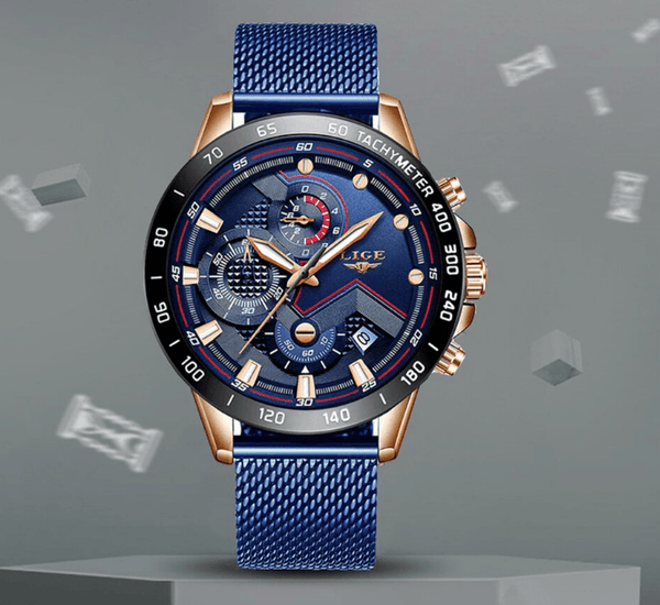 Men's Sports Waterproof Watch With  Stainless Steel Bracelet Unique Design Perfect Gift For Your Man