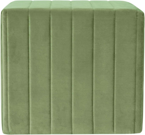 Green Velvety Tufted Ottoman Footstool 18.5 Inches