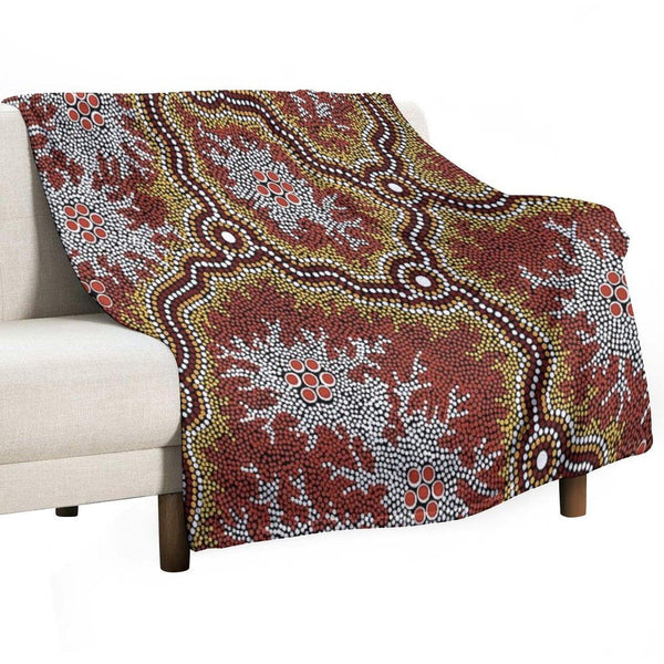 Authentic Aboriginal Art -  Mountains Throw Blanket