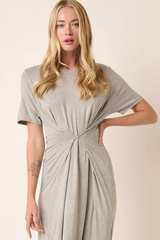 Side Slit Round Neck Short Sleeve Maxi Dress For Women – Casual and Chic Dress with Side Slits for a Relaxed yet Polished Look