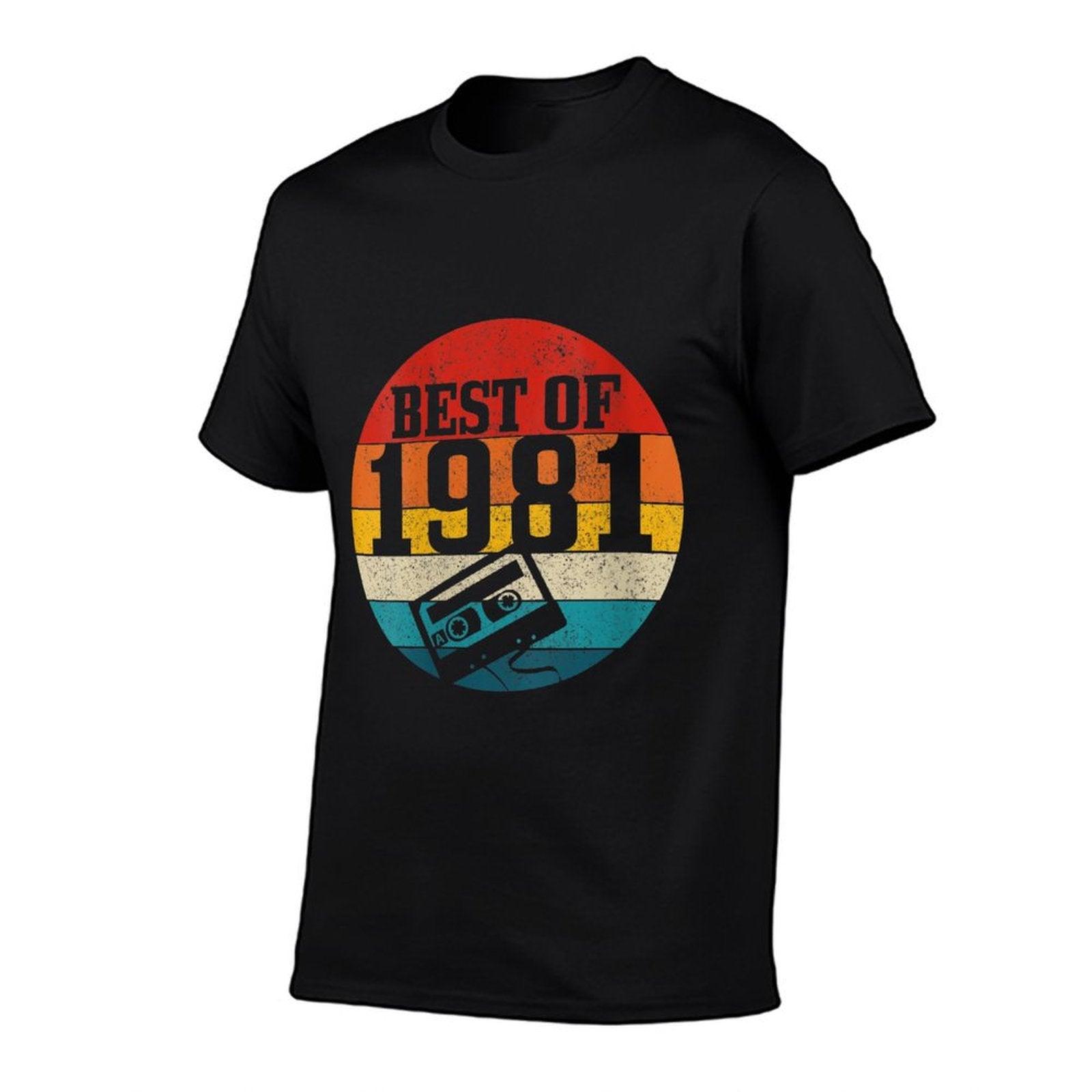 Womens Best Of 1981 40th Birthday Gift Vintage Cassette Tape Funny  Ribbed Collar T-Shirt