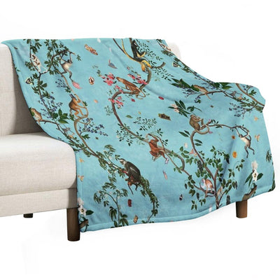 Monkey World Aqua Compact Throw Blanket