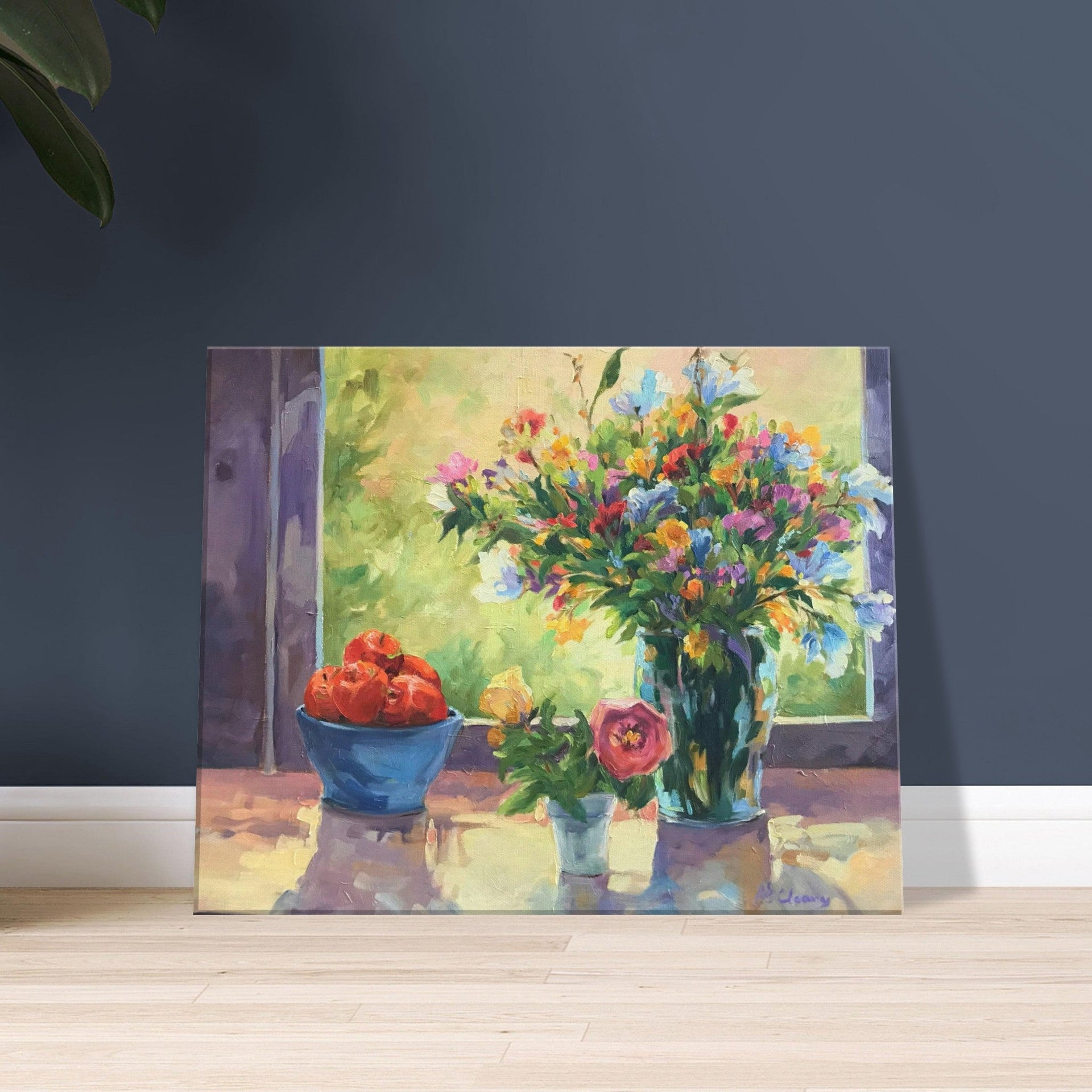 'Myrna's Apples' Still Life Floral I 16x20 inch Art Print on Canvas I Original Artwork by American Artist Barbara Cleary