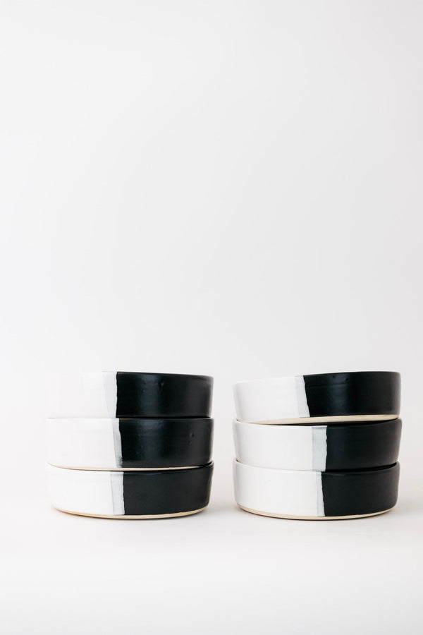 Dawson Stoneware Bowl - Matte Black/White - Set of 6