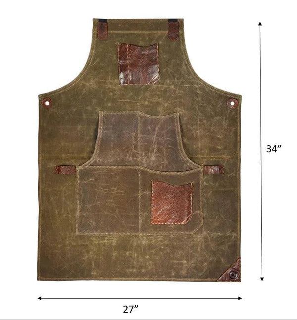 Leather Canvas Apron - Seaweed Green - Gifts for You 'n Me