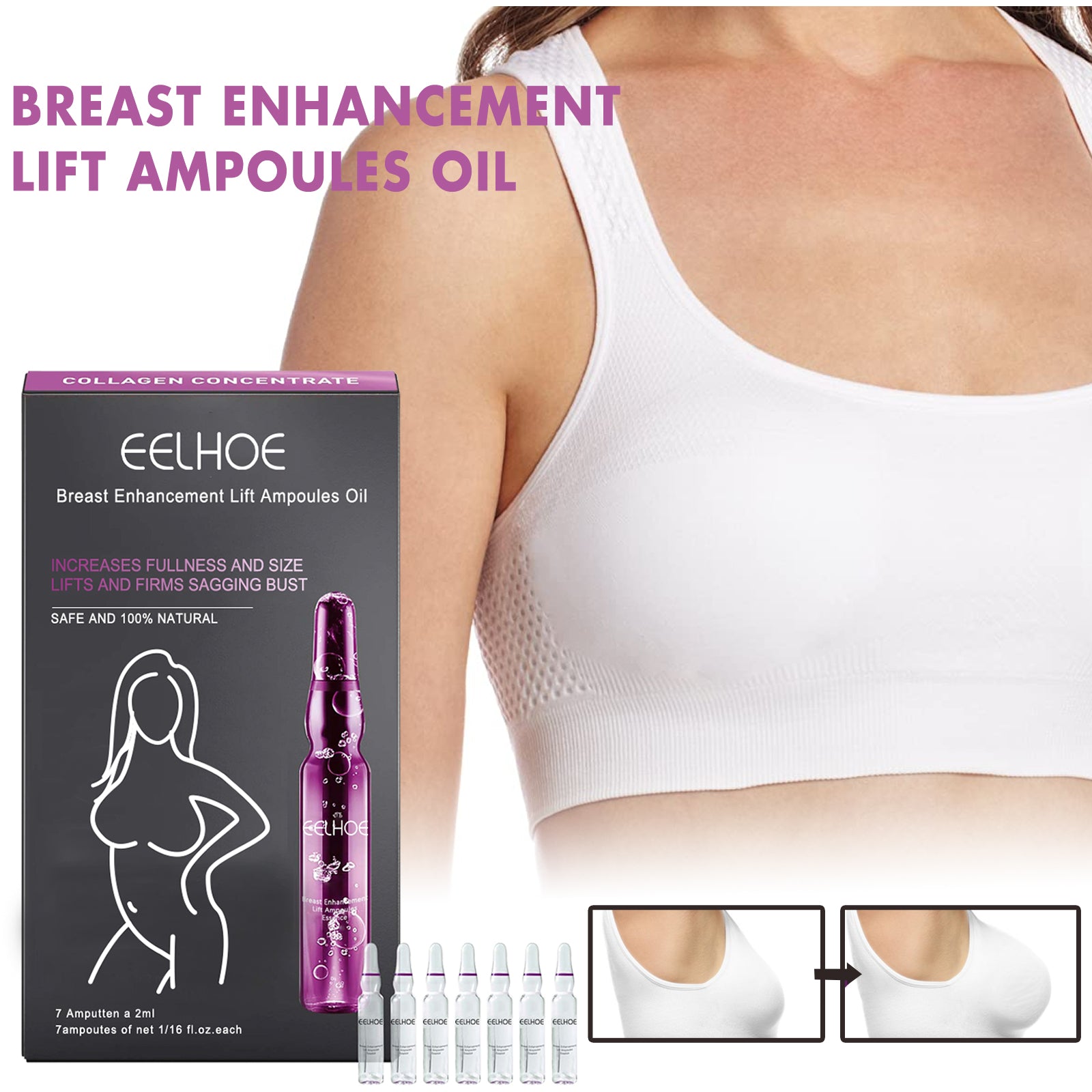 Breast Enhancement Lift Ampoules Oil, Gently Moisturize And Tighten The Breasts Plump And Full Lifting Breast Care Essence
