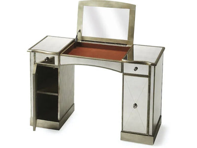 Celeste Mirrored Vanity Table in Silver