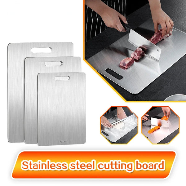 304 Stainless Steel Panel and Chopping Board Kitchen Household Thickened Double Sided Cutting Board Block Kneading Dough Board