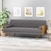 Aidan Mid Century Modern Tufted Fabric Sofa - Grey