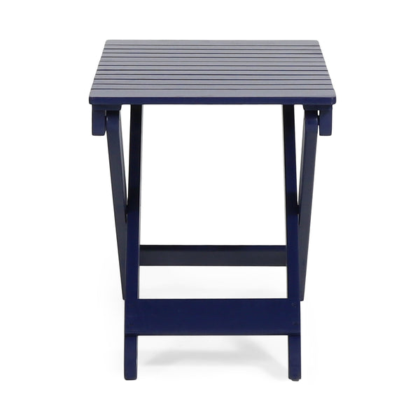 Outdoor Folding Wooden Side Table, Navy Blue, 15