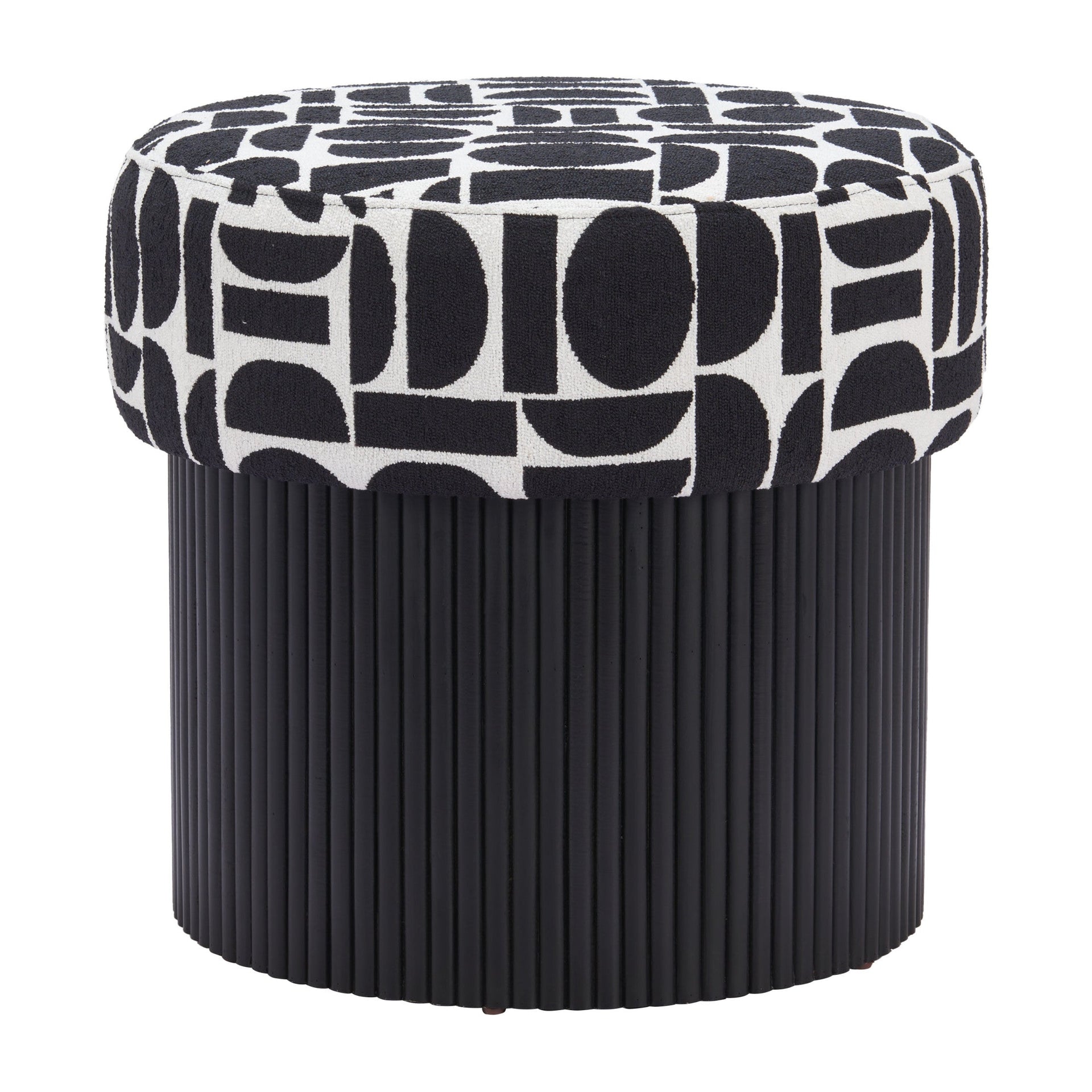 Boto Storage Ottoman Black & White