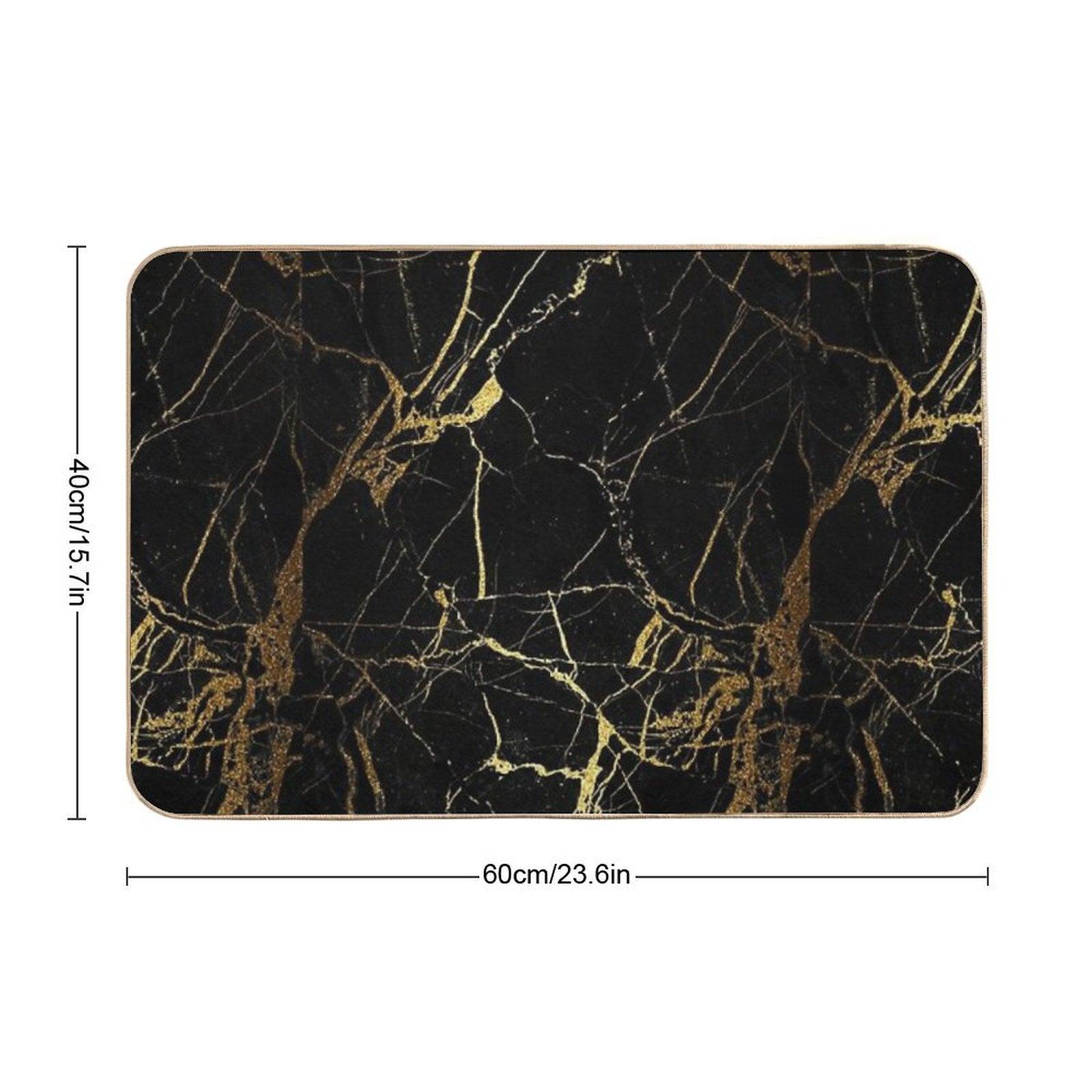 Black And Gold Marble  Texture Bath Mat