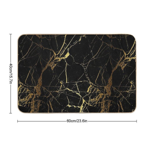 Black And Gold Marble  Texture Bath Mat