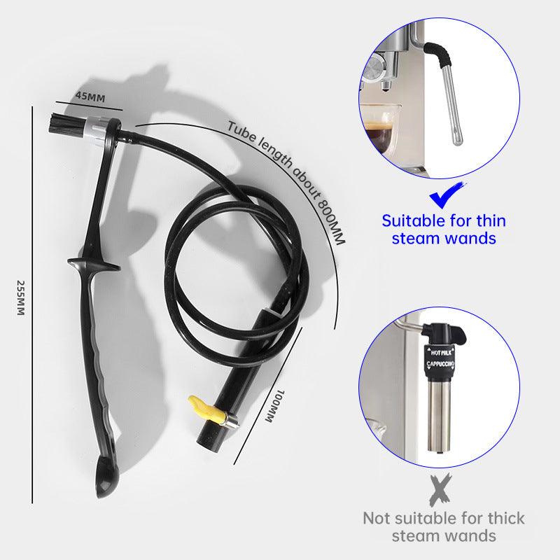 Barista tool: long - handle cleaning brush for coffee machine steam, with replaceable head to remove brew head dirt