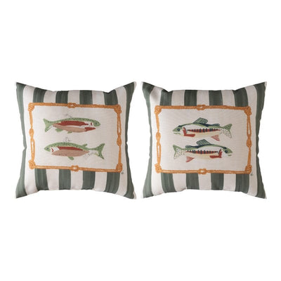 Fishing Stripe Green Pillow