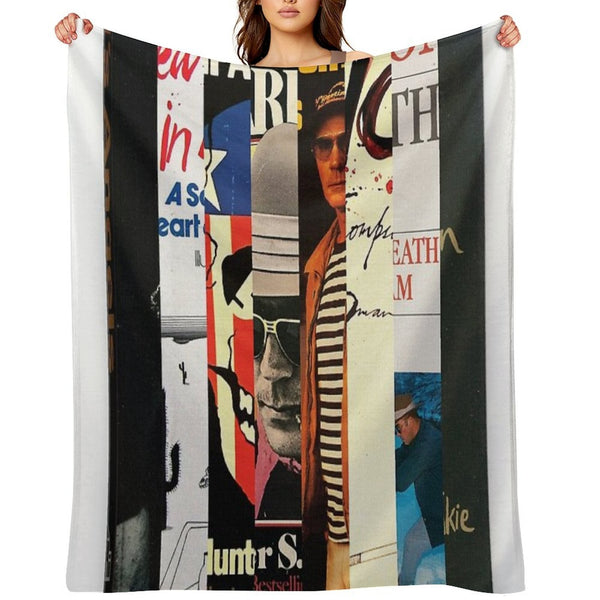 Hunter S Thompson - Abstract Book Cover Print - Literary Gift Quick-dry Throw Blanket