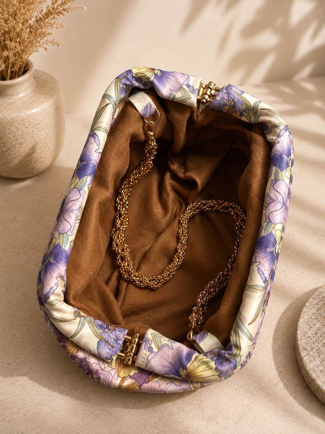 The Garden Ruche in Lavender — Hand-Beaded Luxury Clutch Bag
