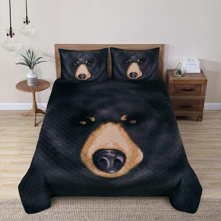 Black Bear Headshot Quilt Set