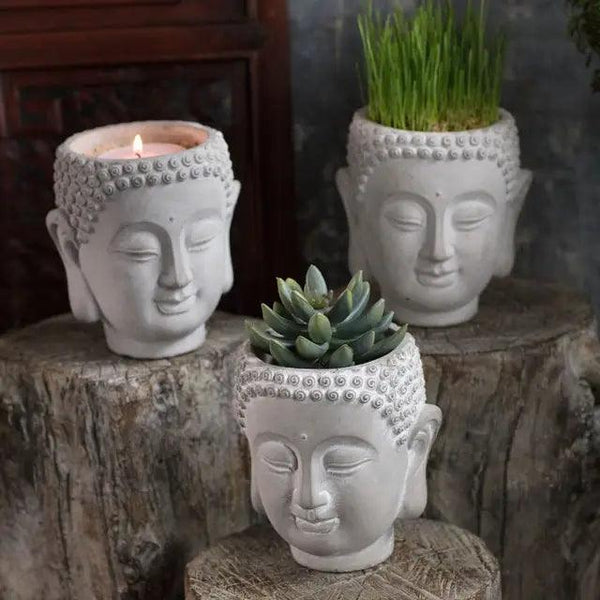 Cement Buddha Head Planter