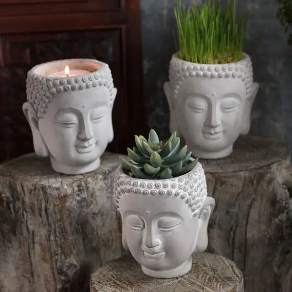 Cement Buddha Head Planter