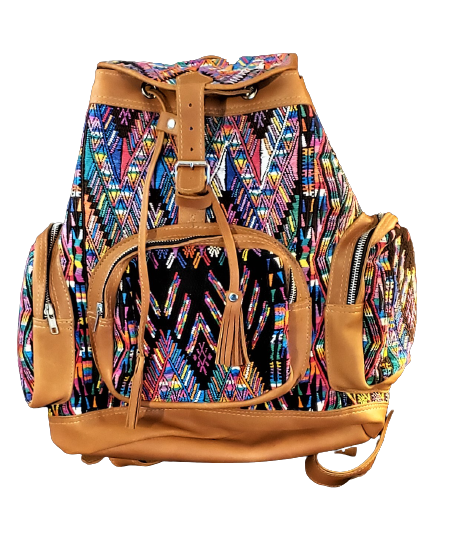Hand-Woven Leather & Huipile Backpack