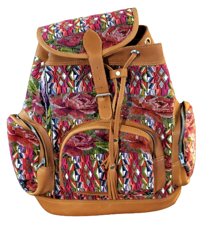 Hand-Woven Leather & Huipile Backpack