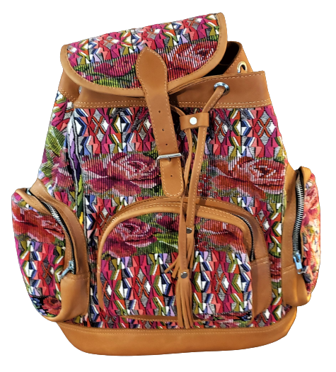 Hand-Woven Leather & Huipile Backpack