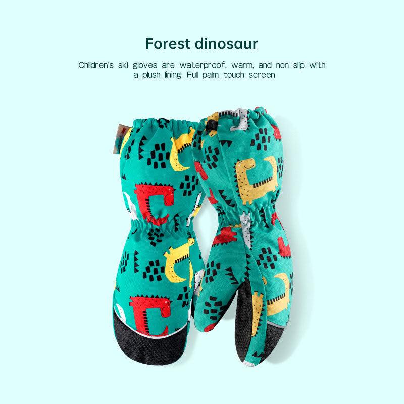 Winter children skiing gloves cycling waterproof windproof cashmere thick warm gloves children