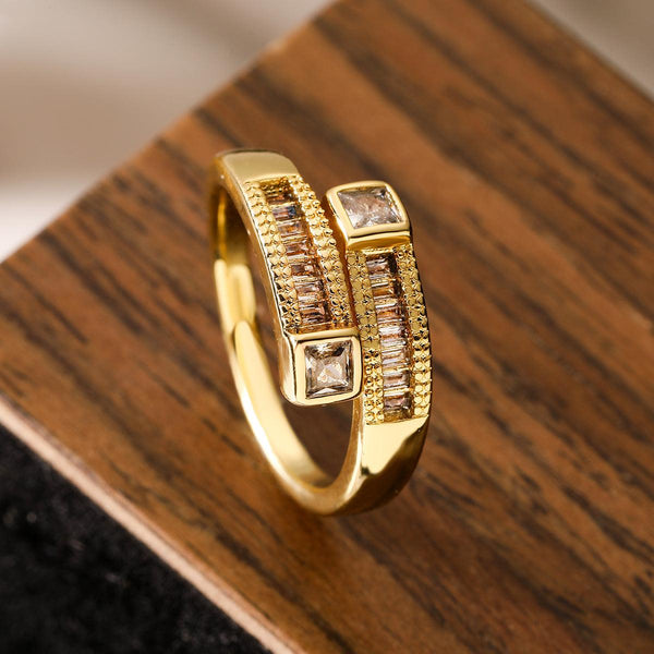 European and American luxury high-end ring for women, niche geometric opening ring, new