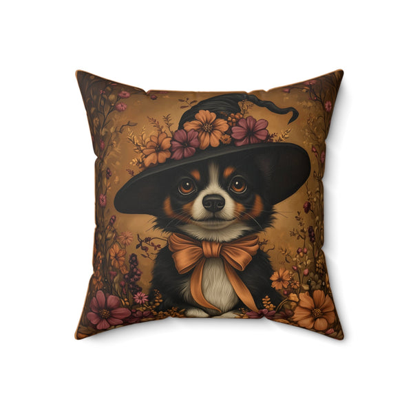 Microsuede Cushion / Halloween Art / Boho Dog