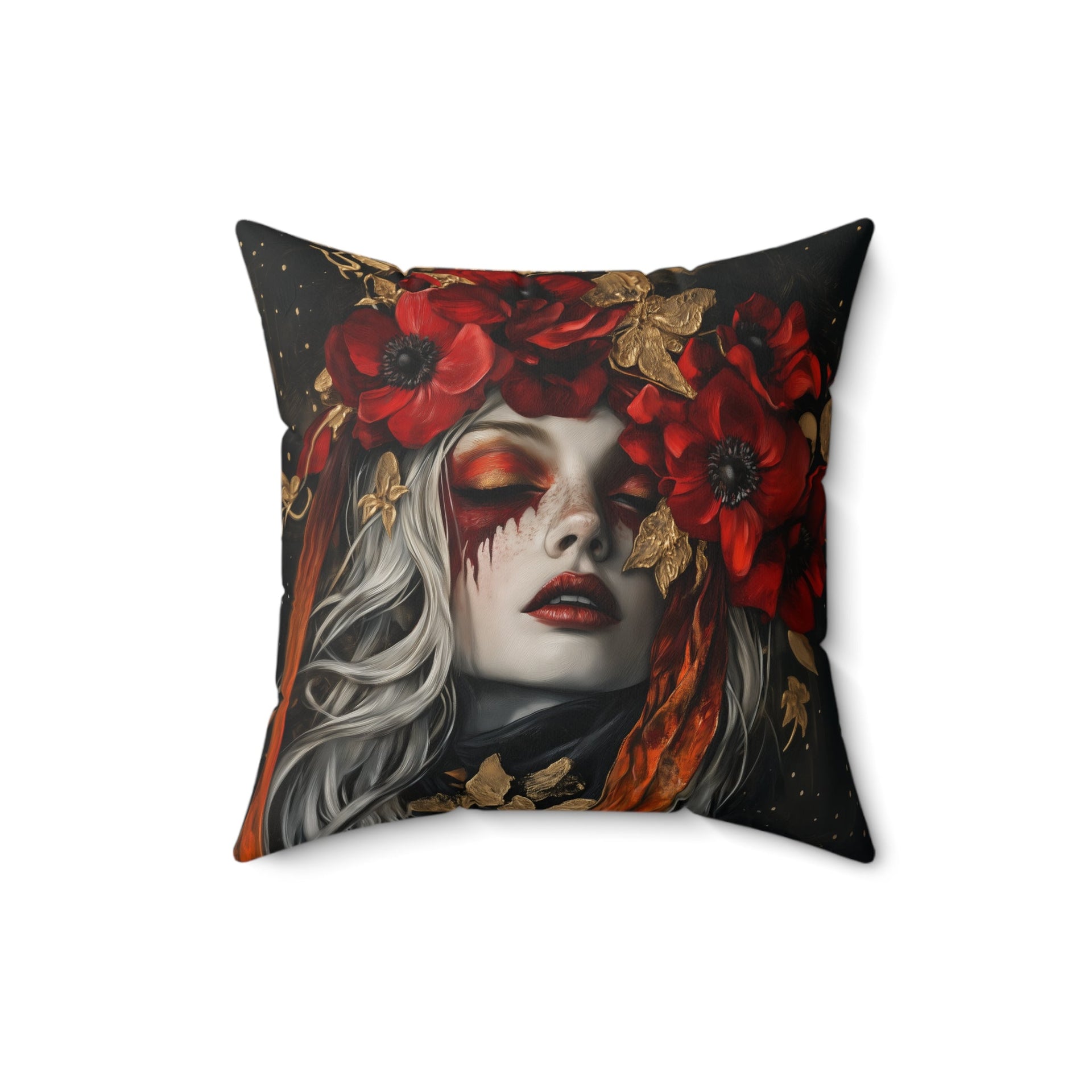 Microsuede Cushion / Autumn Fall Art / Woman - Anemone /