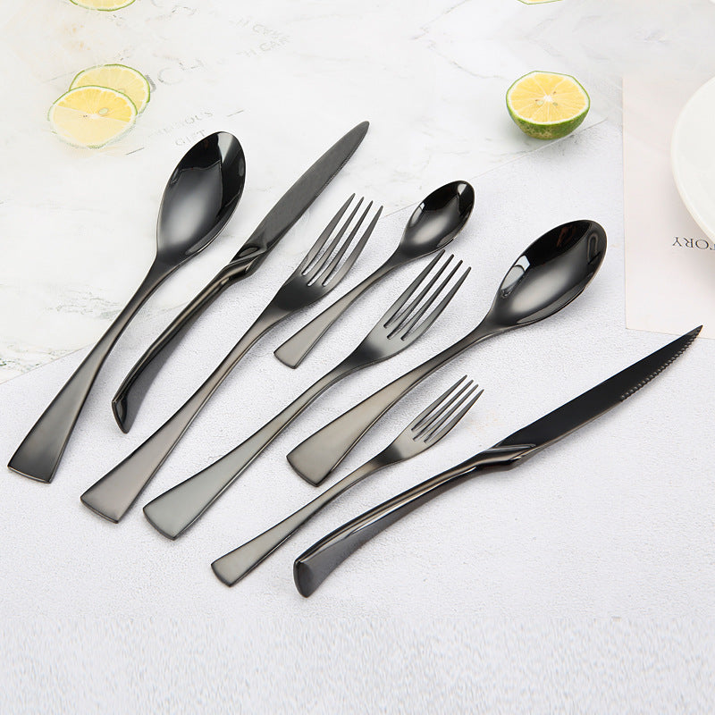 Portugal Titanium Black Stainless Steel Western Cutlery Set for Hotel and Restaurant Knife Fork Spoon Suite Factory Wholesale
