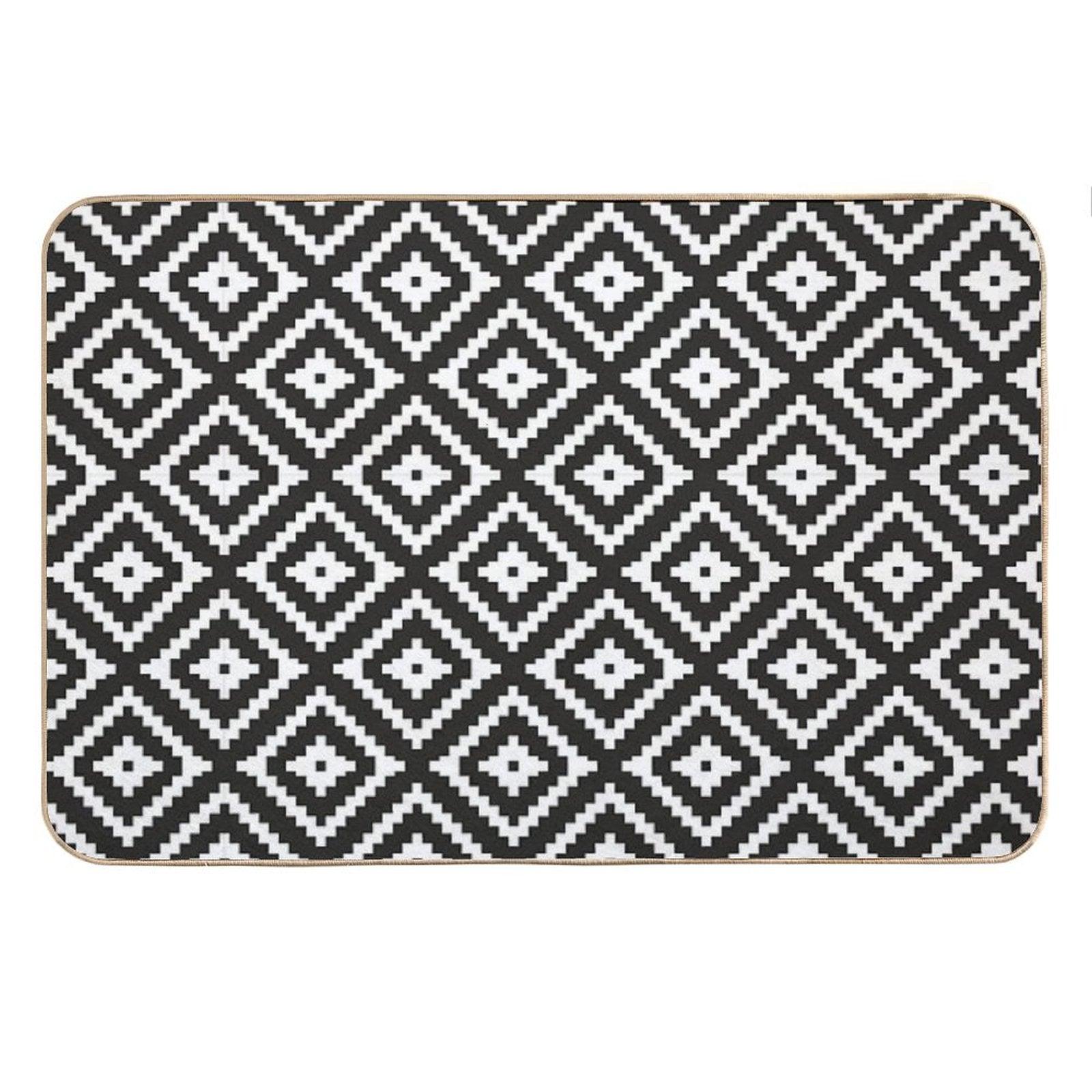 Aztec - White on Black Bath Mat