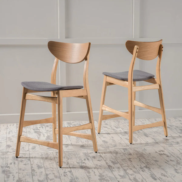 Oak Finish Mid Century Design 24-Inch Counter Stools (Set Of 2) - NH269892 - Gifts for You 'n Me