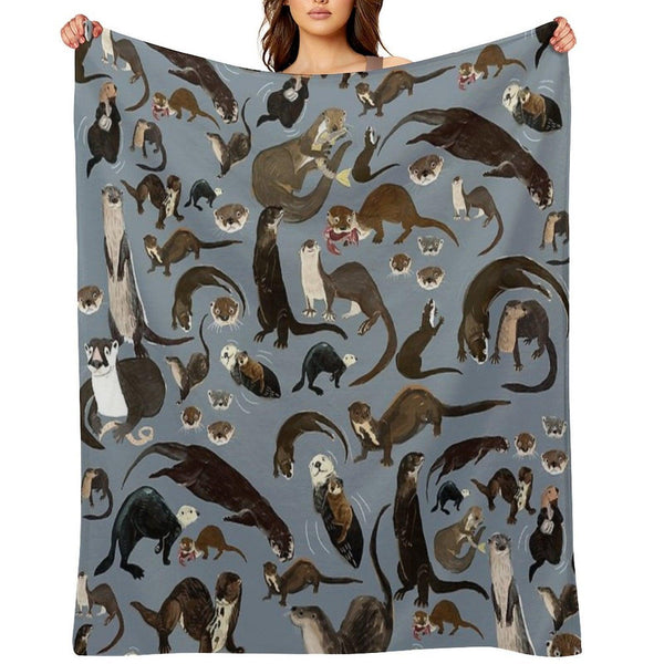 Old World Otters Throw Blanket