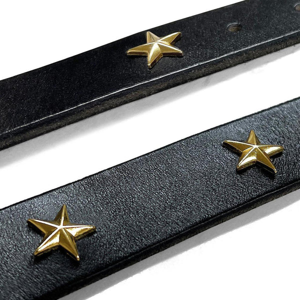 Punk Belt Gold Star Conchos Genuine Leather Casual Dress Belt