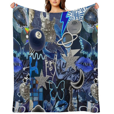 Blue Collage Durable Throw Blanket