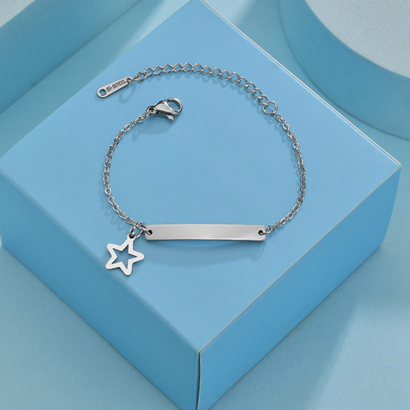 Stainless steel personalized engraved three color curved bracelet simple and personalized women's bracelet