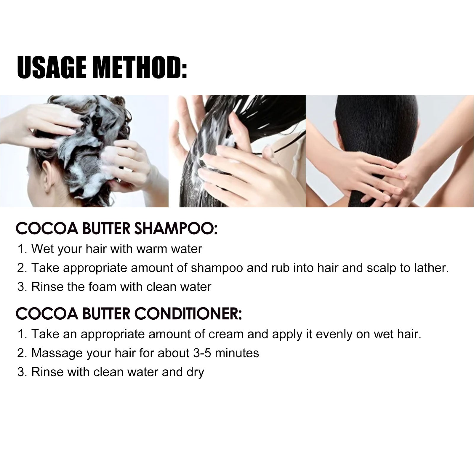 Smooth Shampoo Cocoa Butter Shampoo Conditioner Clean Smooth Hair Moisturizing Hair Treatment