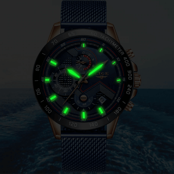 Men's Sports Waterproof Watch With  Stainless Steel Bracelet Unique Design Perfect Gift For Your Man