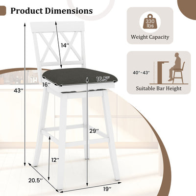 29 Inch Counter Height Barstool with Backrest and Upholstered Seat Cushion for Kitchen Dining Room-29 Inch